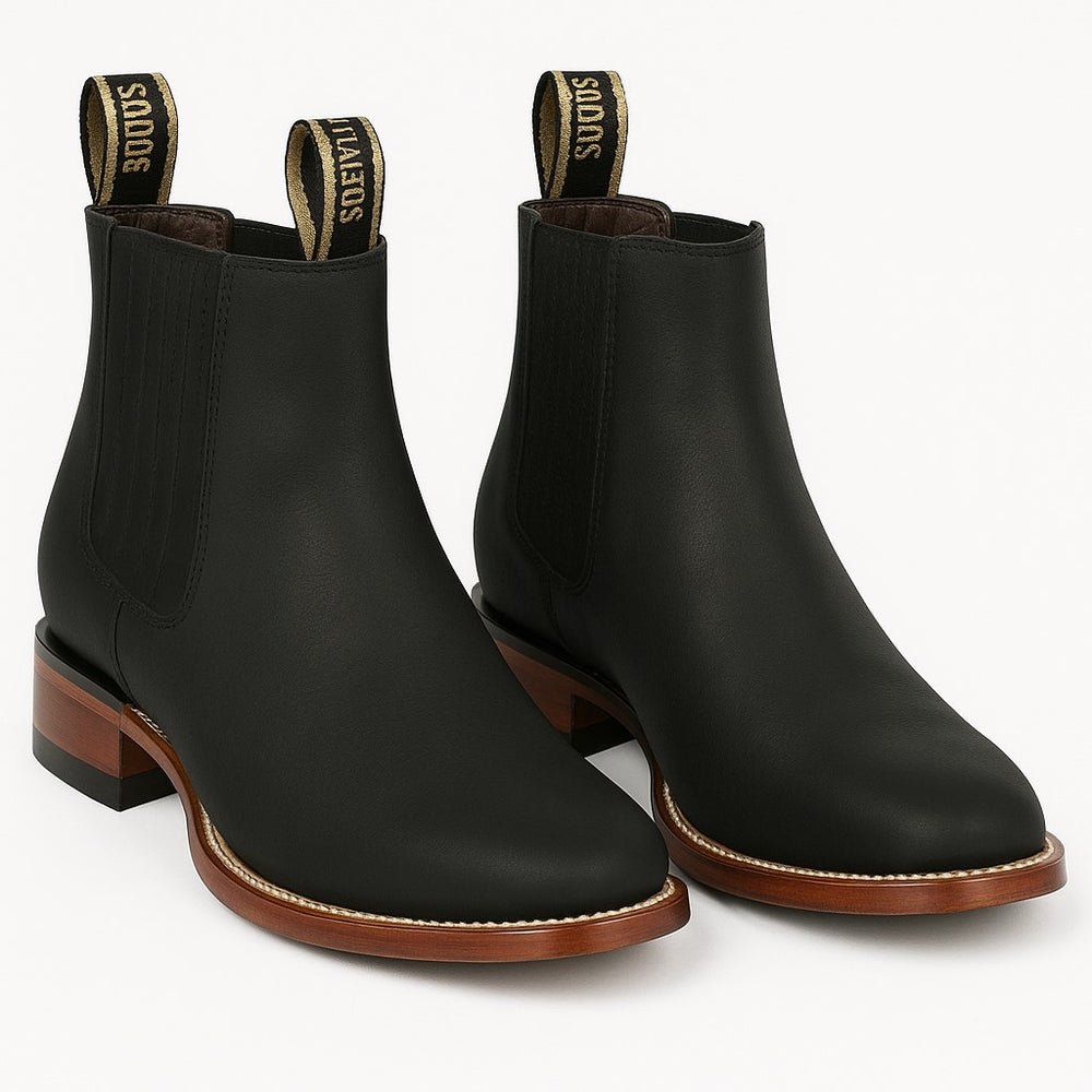 Black Men's Los Altos Boots Nobuk Charro Botines Handcrafted