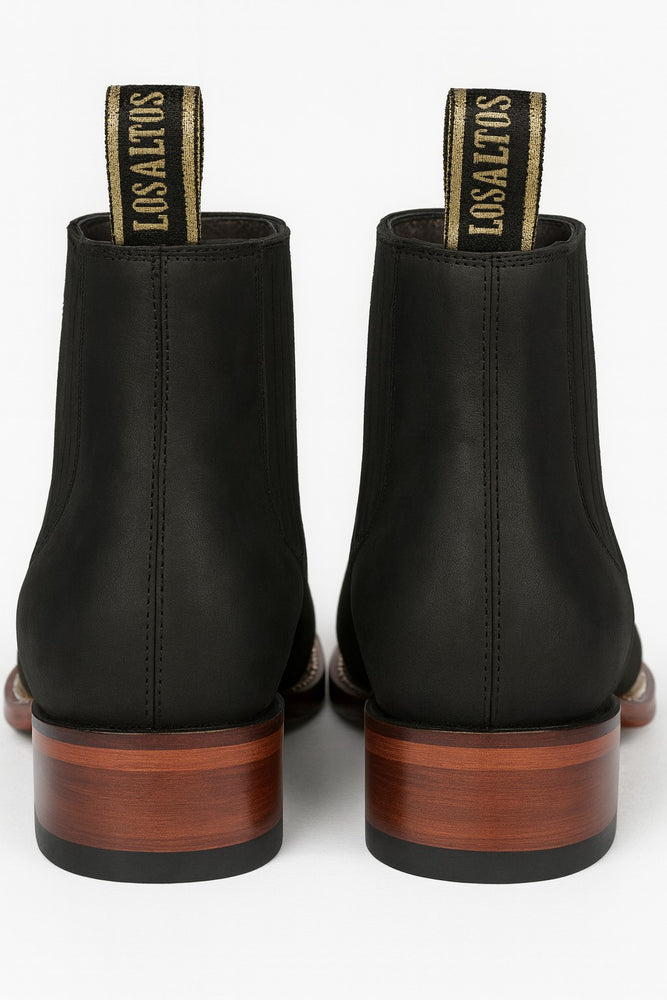Black Men's Los Altos Boots Nobuk Charro Botines Handcrafted
