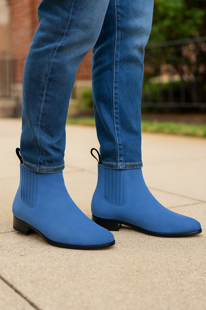 Blue Jean Los Altos Boots Men's Charro Botin Short Ankle Suede Boots