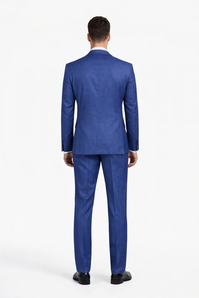 Blue Plaid Suit - Vested Suit - 3 Piece Suits - Peak Lapel Suits - Windowpane Suit - 2 Button