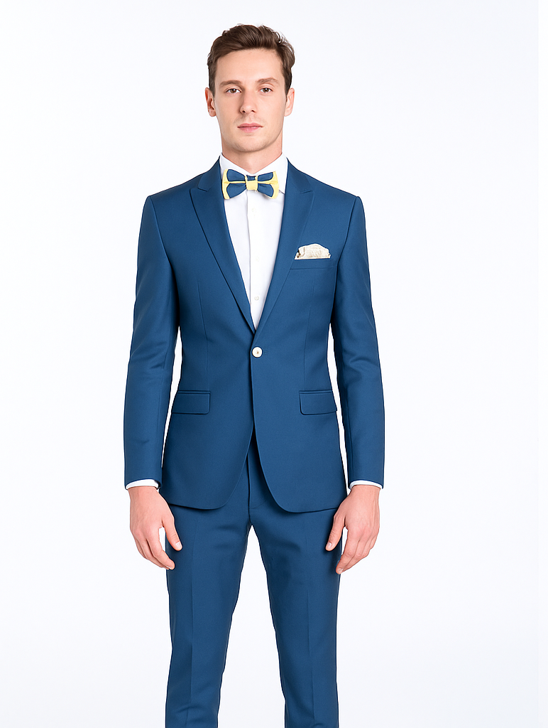 Blue Slim Fit Men’s Suit by Rossiman Rossi | Skinny Style with 1-Butto ...