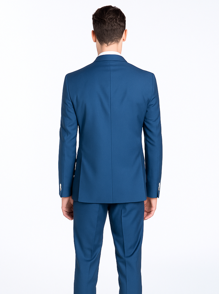 Blue Slim Fit Men’s Suit by Rossiman Rossi | Skinny Style with 1-Button Jacket – Italian Tailored Modern Formalwear