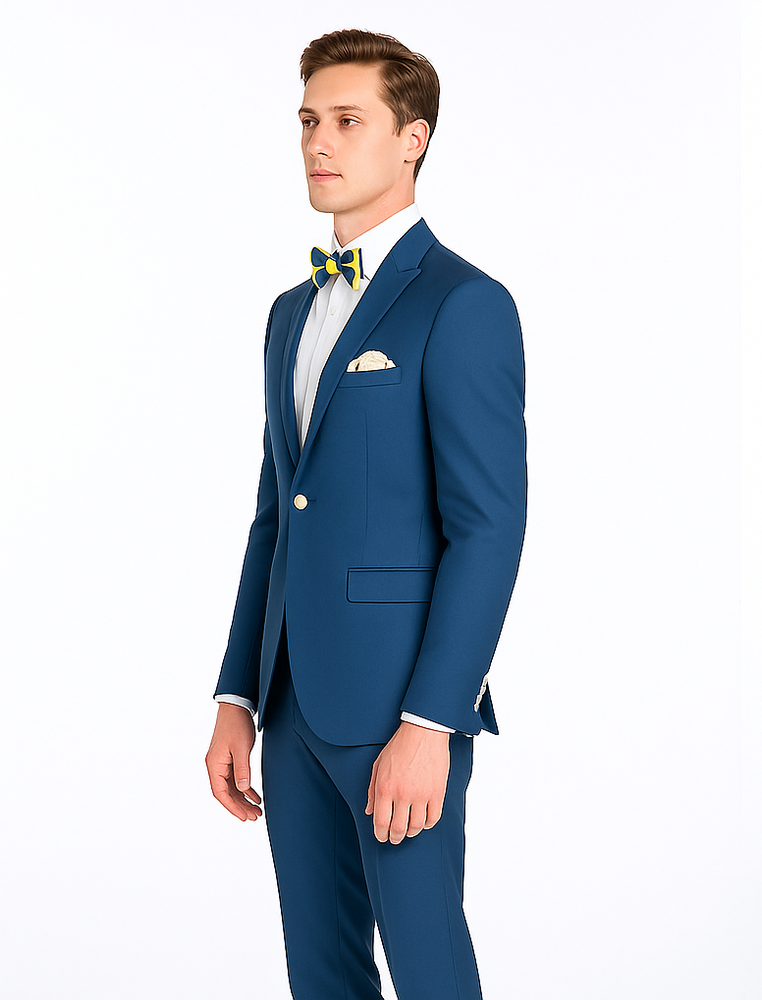 Blue Slim Fit Men’s Suit by Rossiman Rossi | Skinny Style with 1-Button Jacket – Italian Tailored Modern Formalwear