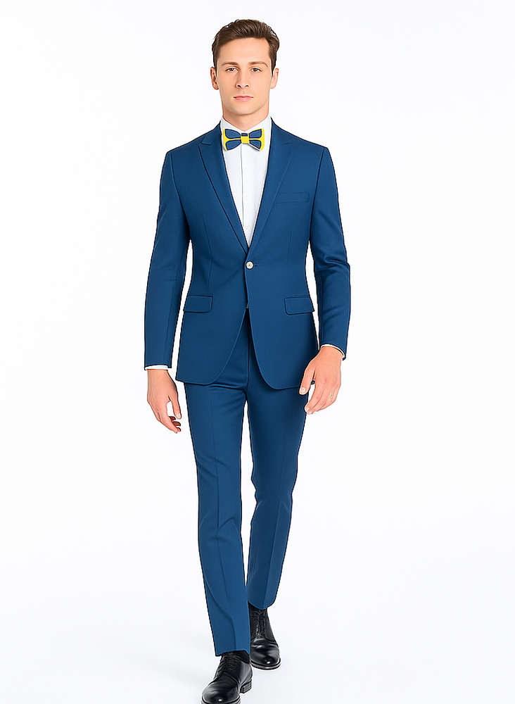 Blue Slim Fit Men’s Suit by Rossiman Rossi | Skinny Style with 1-Button Jacket – Italian Tailored Modern Formalwear