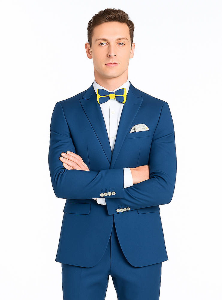 Blue Slim Fit Men’s Suit by Rossiman Rossi | Skinny Style with 1-Button Jacket – Italian Tailored Modern Formalwear