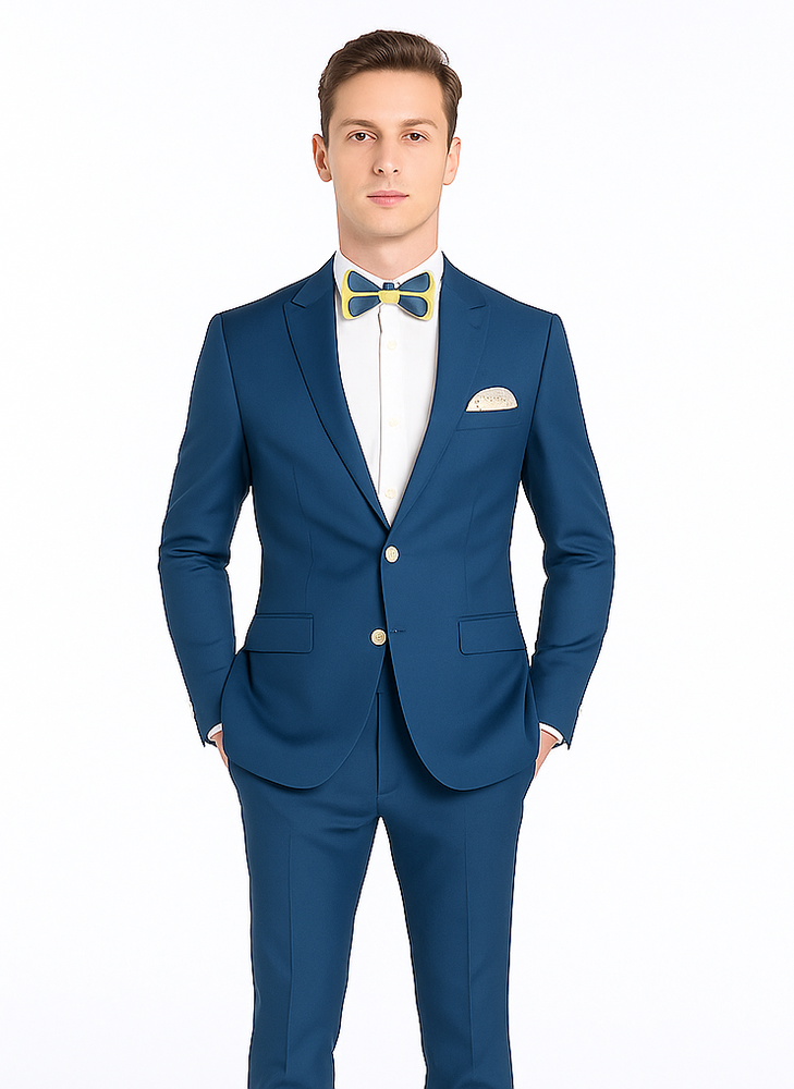 Blue Slim Fit Men’s Suit by Rossiman Rossi | Skinny Style with 1-Button Jacket – Italian Tailored Modern Formalwear