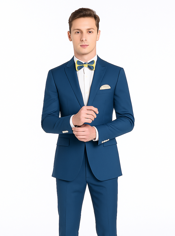 Blue Slim Fit Men’s Suit by Rossiman Rossi | Skinny Style with 1-Button Jacket – Italian Tailored Modern Formalwear