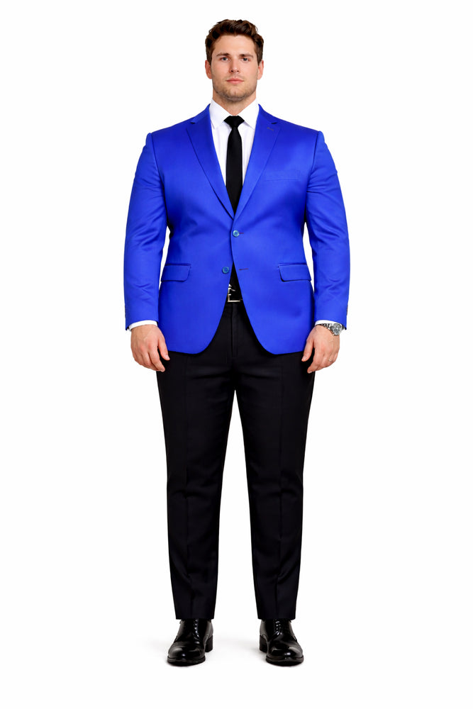 Men’s Slim Fit Blue Satin Blazer – Elegant Two-Button Formal Suit Jacket for Weddings, in blue Color