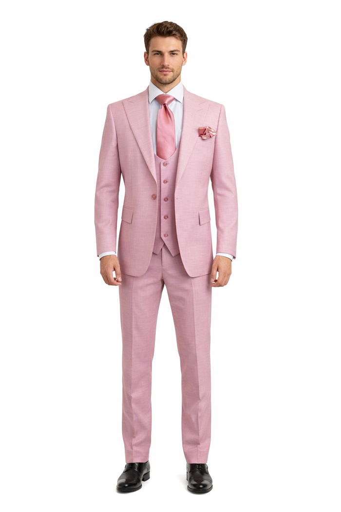 Blush Royale Pink 3-Piece Couture Suit by Rossiman