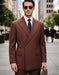 Statement Double Breasted Belted Style Copper Wool Tailored Fit Suit Bolanzo