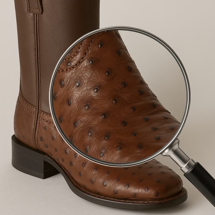 Los Altos Boots Men's Ostrich Roper Western Boots Brown
