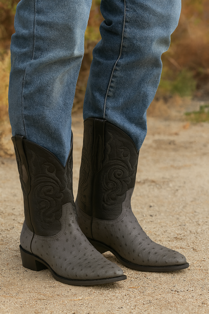 Botas de Avestruz Original Punta Redonda LAB-650309