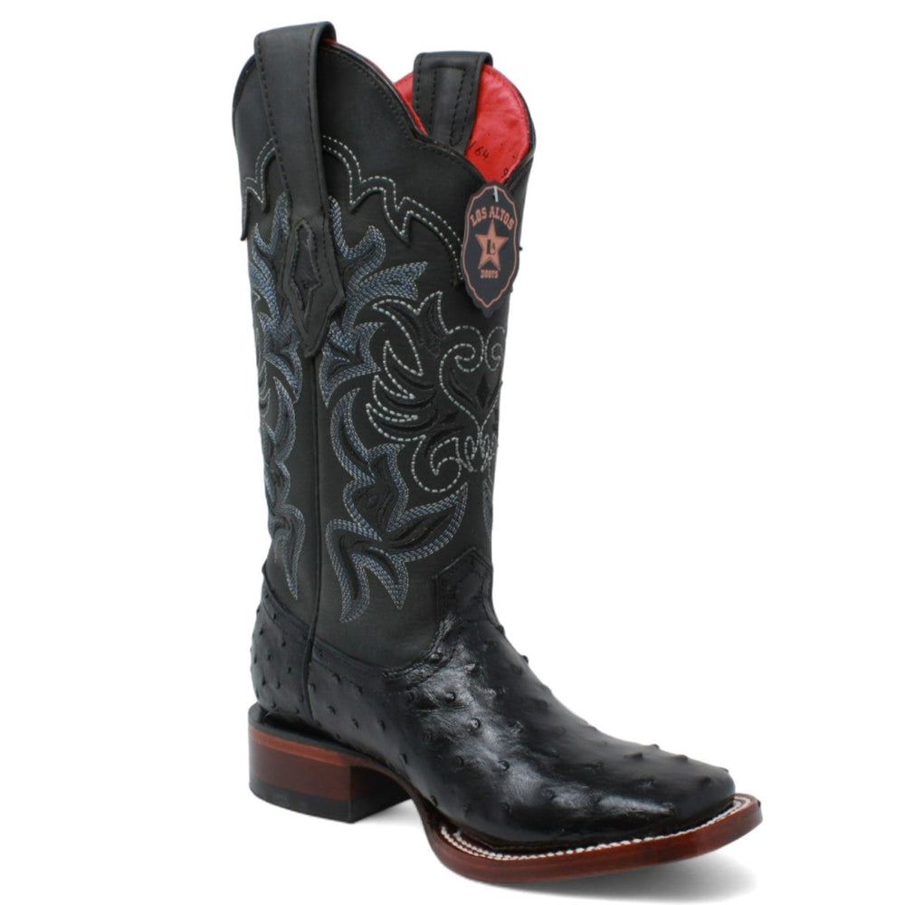 Botas de Avestruz Original en Punta Cuadrada para Dama LAB-3220305