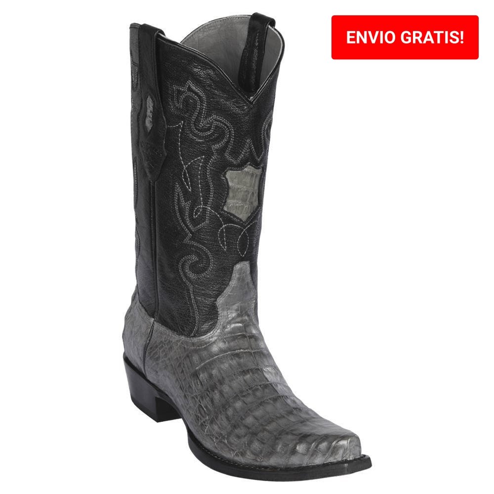 Botas de Cocodrilo Caiman Panza Original Punta Recortada Color Negro - Los Altos Boots