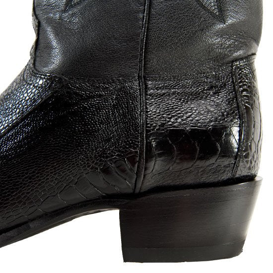 Botas de Pata de Avestruz Punta Oval Color Negro LAB-650505