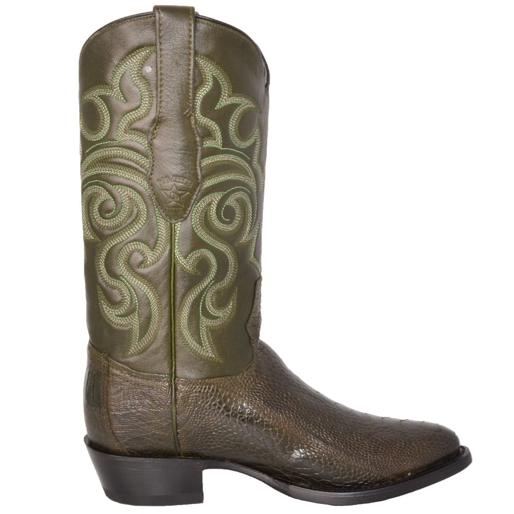 Botas de Pata de Avestruz Punta Oval Color Verde Olivo LAB-650545
