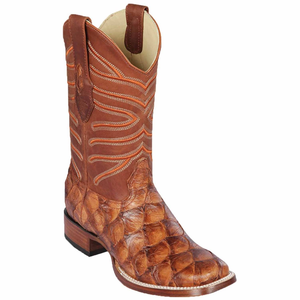 Botas de Pescado Pirarucu Original en Horma Rodeo Cuadrada