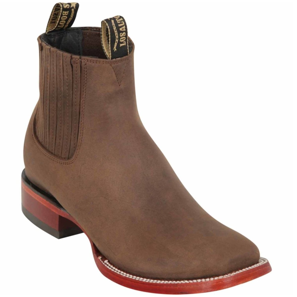 Botines Charros de Gamuza Punta Cuadrada Los Altos Boots Color Vino