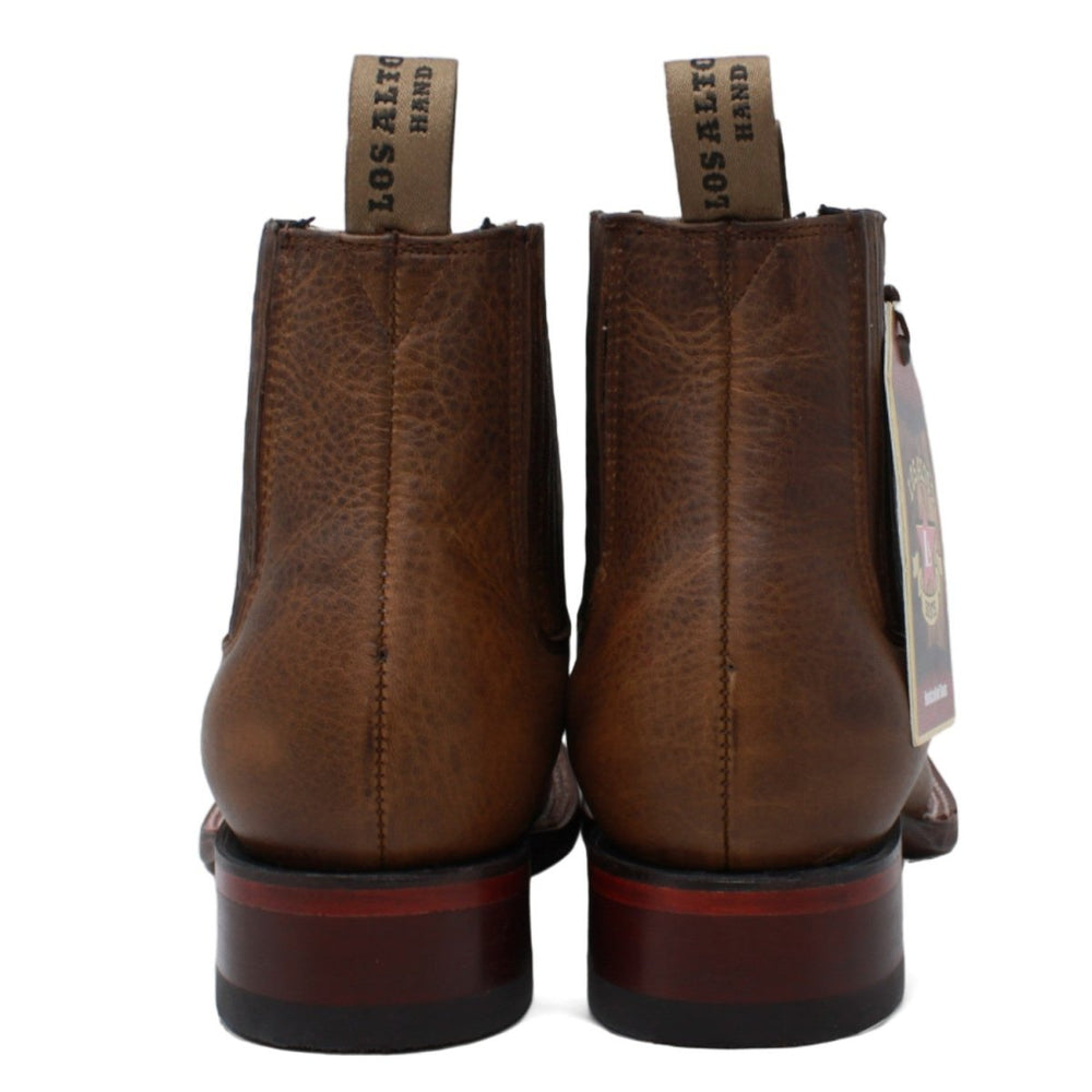 Botines Charros de Cuero Rage Punta Cuadrada Color Nuez LAB-82B9940