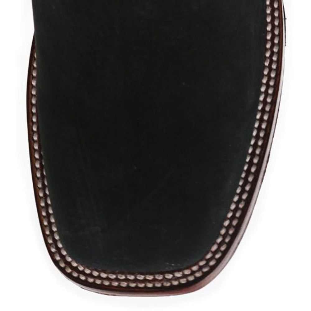 Botines Charros de Gamuza Punta Cuadrada para Mujer Color Negro LAB-32B6305