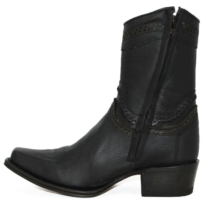 Botines de Cuero Original Punta Europea Color Negro LAB-76B2705
