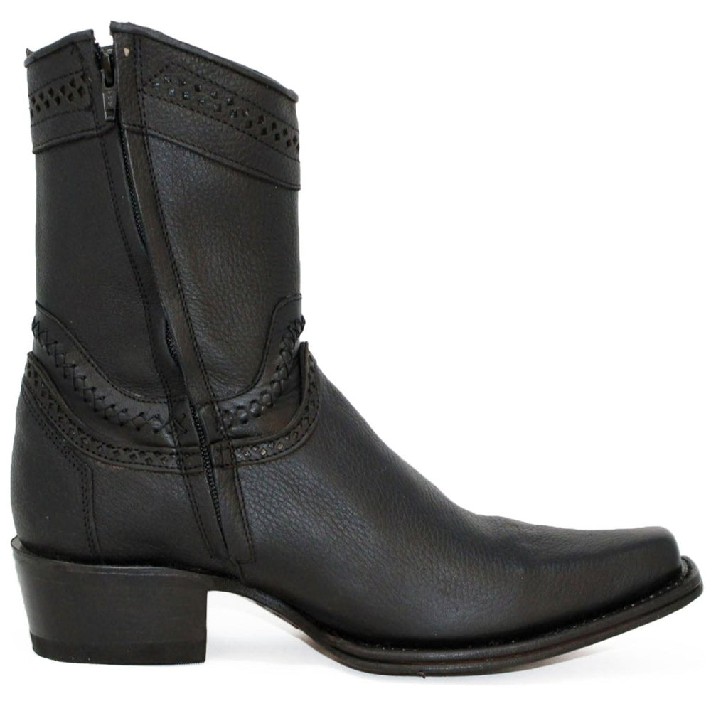 Botines de Cuero Original Punta Europea Color Negro LAB-76B2705