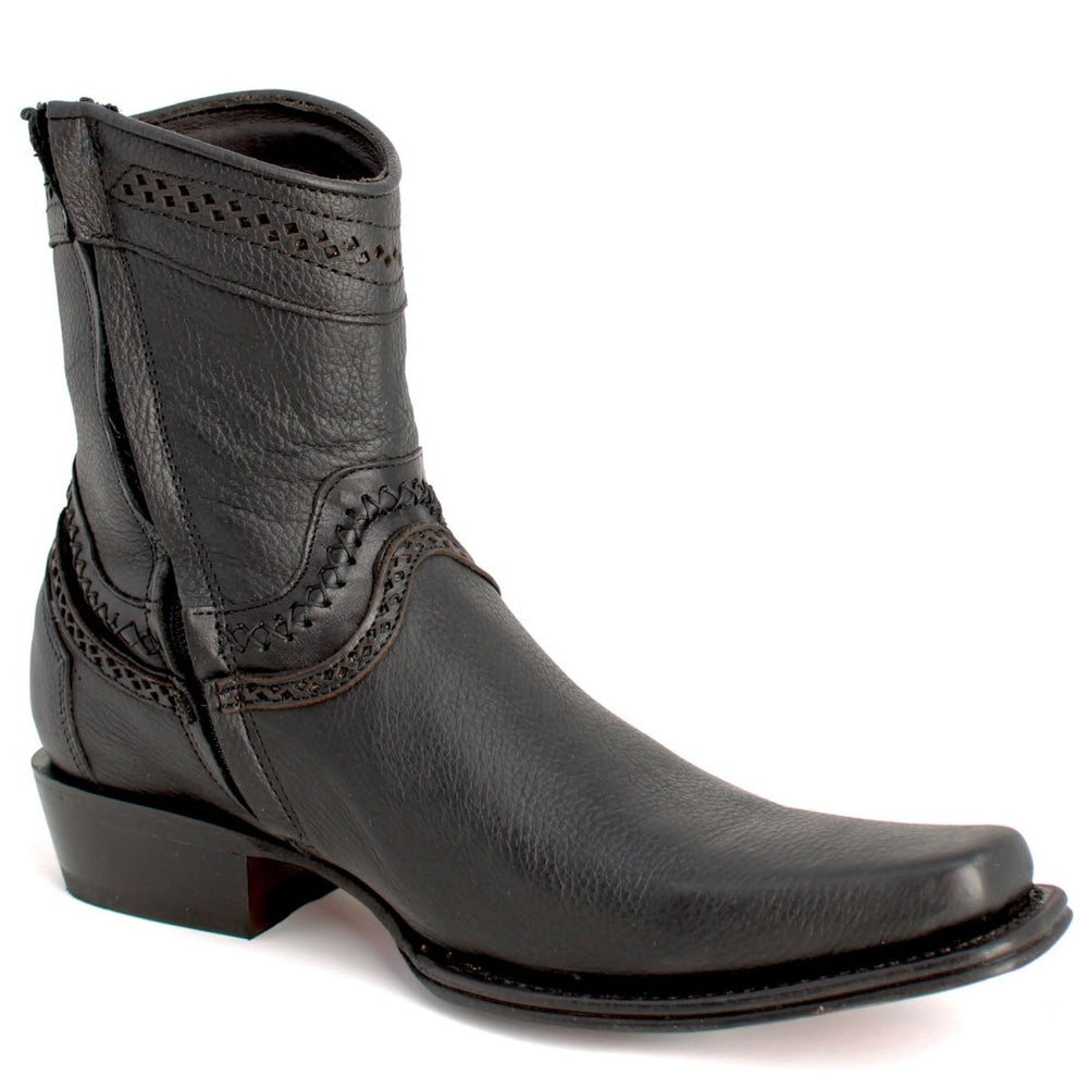 Botines de Cuero Original Punta Europea Color Negro LAB-76B2705