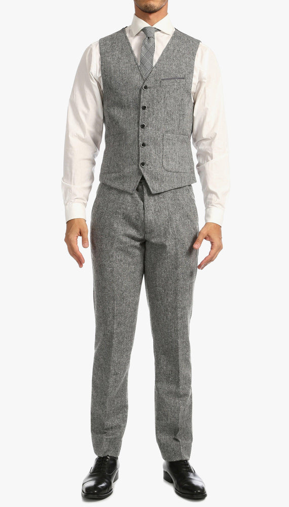 Bradford Grey Slim Fit 3 Piece Tweed Suit H-1