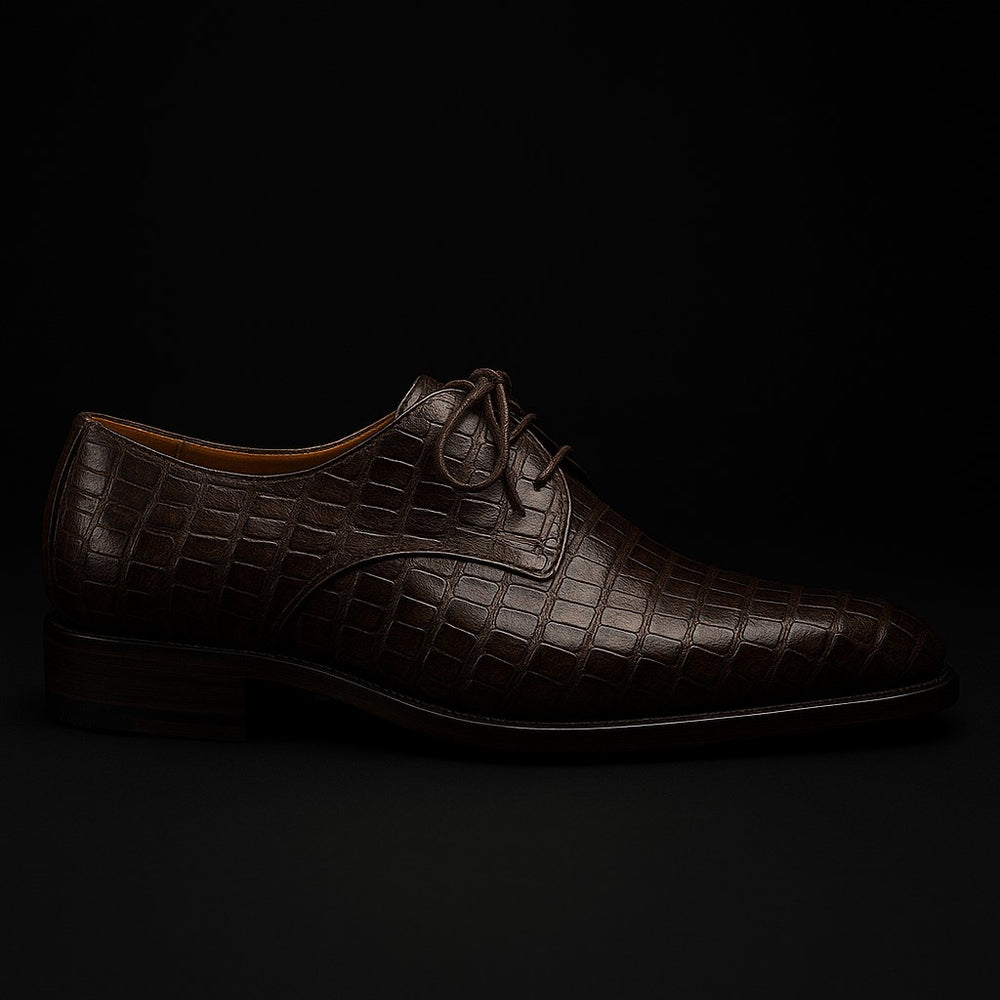 Marco Di Milano Lacio Brown Caiman Crocodile Derby