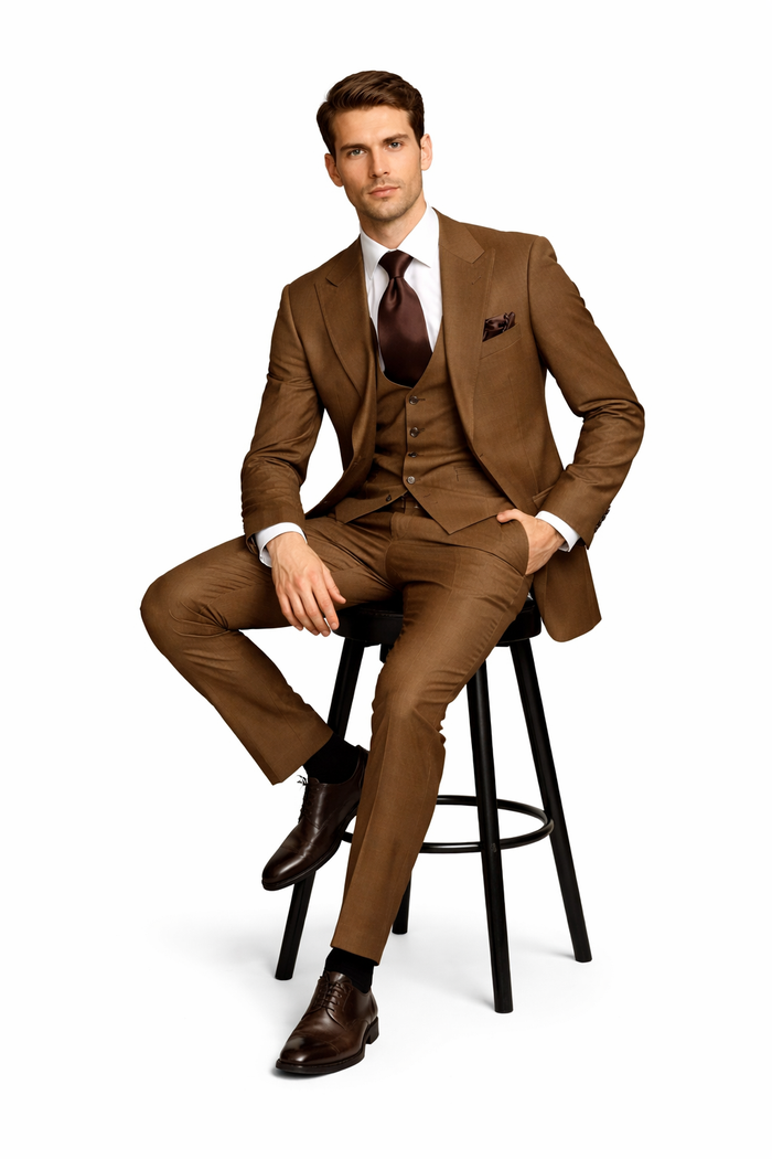 Chestnut Monarch Brown 3-Piece Gentleman's Tailor Suit by Rossiman
