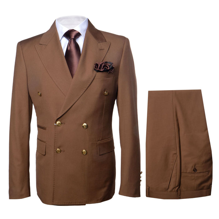 Rich Chestnut Double-Breasted Executive Suit by Rossiman