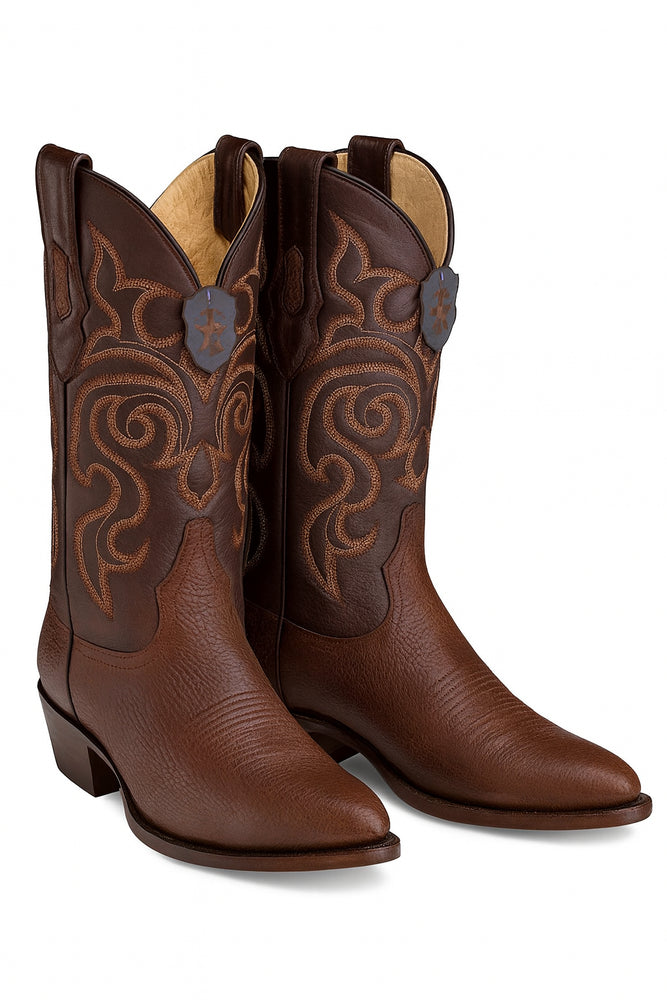 Men's Brown Sharkskin J-Toe Cowboy Boots: Los Altos Western Dress Boots