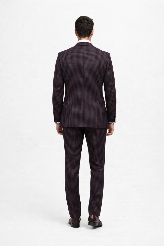 Brown Plaid Suit - Copper - Orange - Rust Color Double Breasted Vest Windowpane Pattern Suit - Wool Suit - Peak Lapel Side Vented Modern Fit