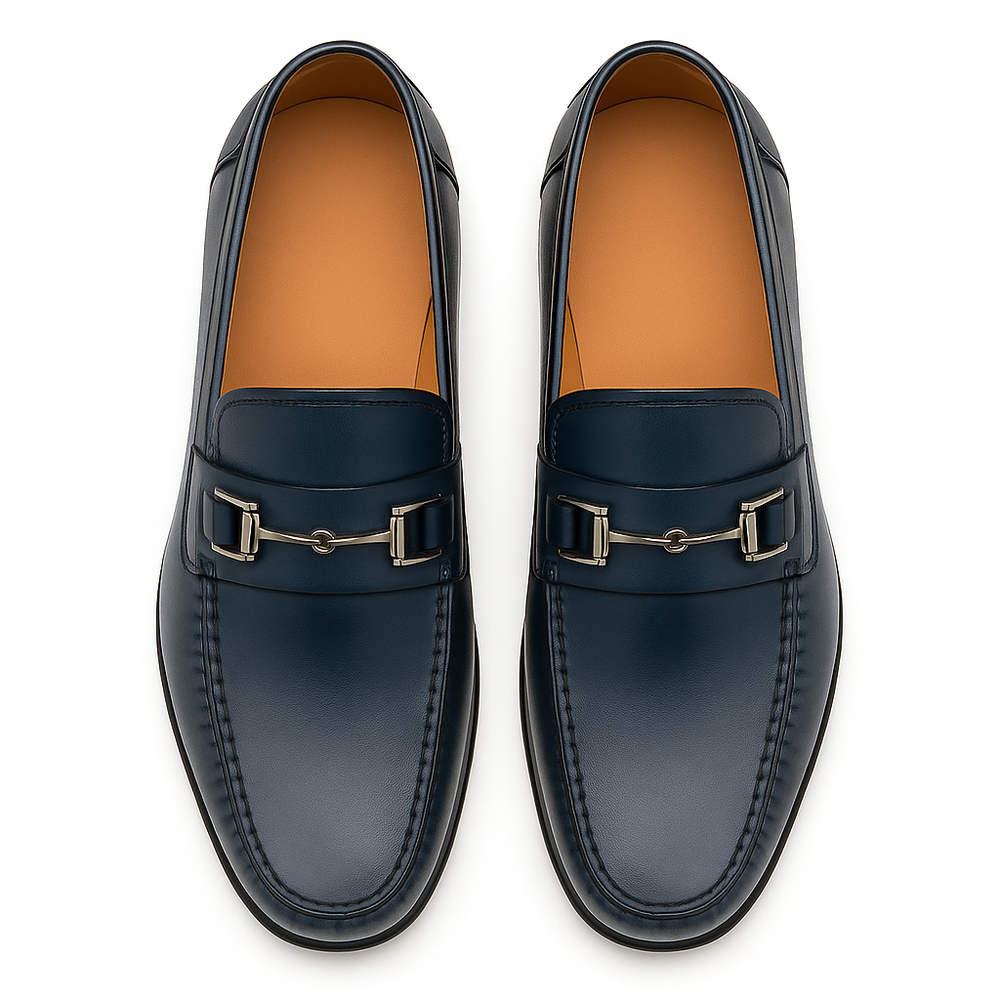 Mens Mezlan Brussels Metal Ornament Calfskin Loafer Dress Shoe in Tan