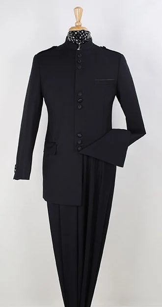 Apollo King Men's 2 Piece Nehru Style Outlet Suit Mandarin Collar