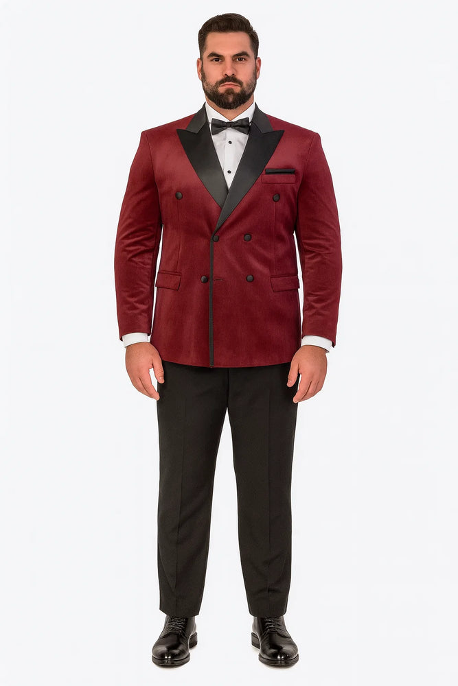 Burgundy Velvet Double Breasted Tuxedo Jacket – Wedding & Prom