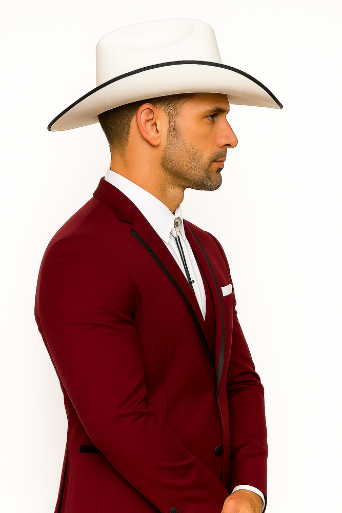 SKU#JA60892 Country Tuxedos Mens Traje Vaquero - Burgundy Tuxedo
