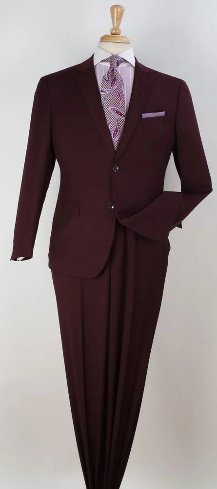 SMB Couture Men's 2 Piece Executive Suit Solid Burgundy