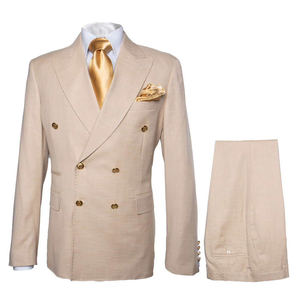 Imperial Sand Double-Breasted 2-Piece Power Suit by Rossiman
