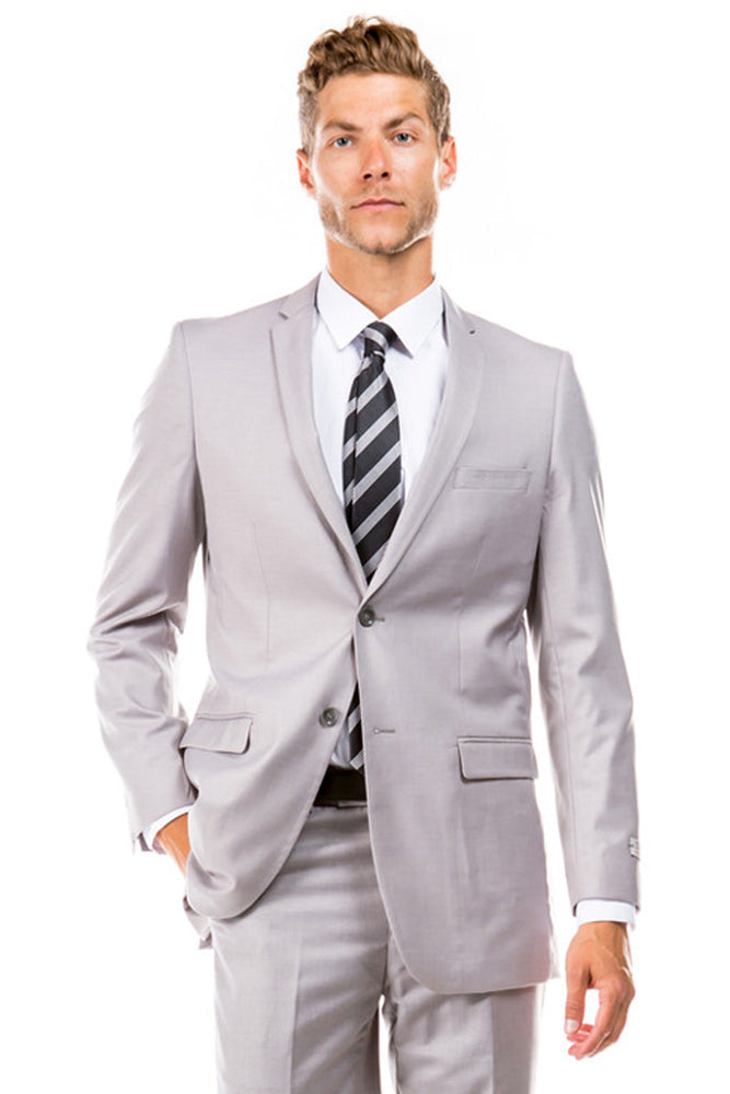 Men's Light Grey Slim Fit Wedding Suit from Tazzio Suits