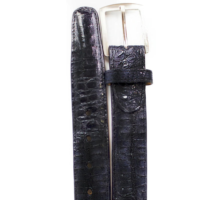 Mens Genuine Caiman Crocodile Dress Belt in Navy Blue