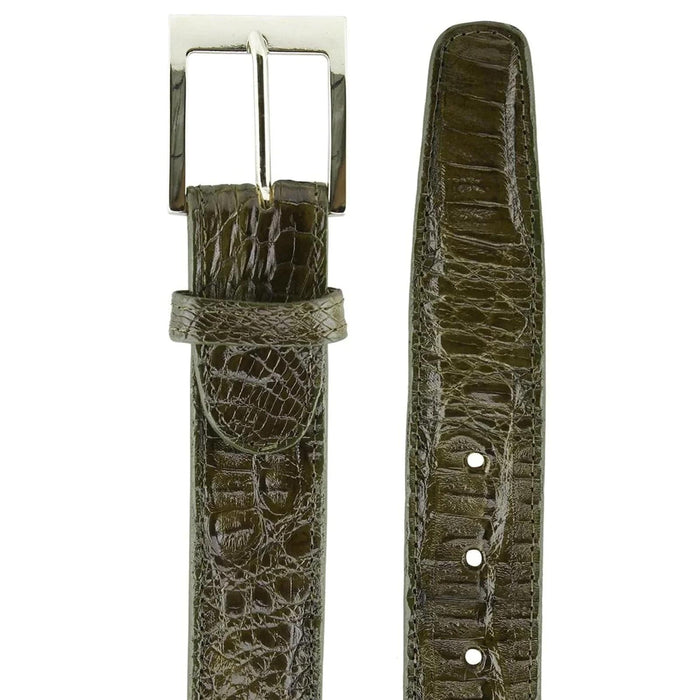 Mens Genuine Caiman Crocodile Dress Belt in Olive Green