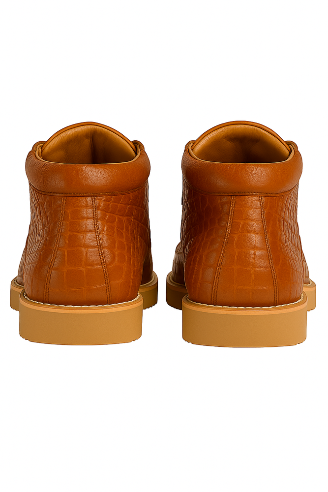 Los Altos Casual Cognac Full Caiman Skin Sneakers