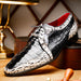 Marco_Di_Milano Caribe Black Leather Oxford "Newspaper" Print
