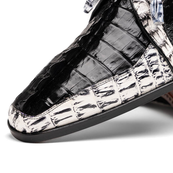 Marco_Di_Milano Caribe Black Leather Oxford "Newspaper" Print