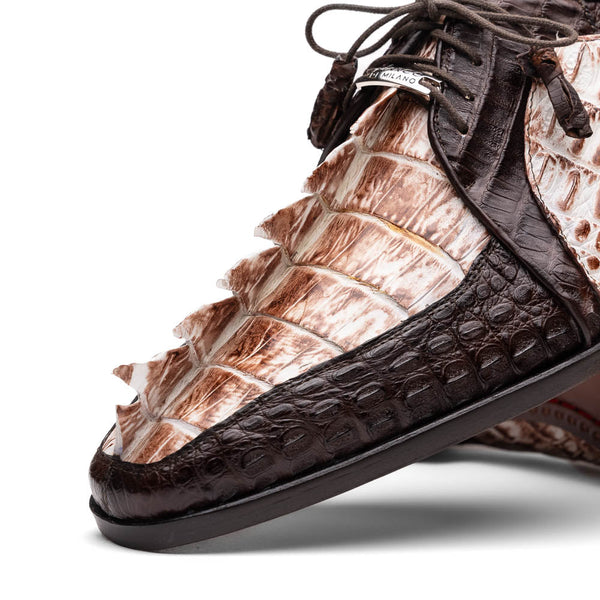 Marco Di Milano Caribe: Rustic White/Brown Leather Dress Shoe