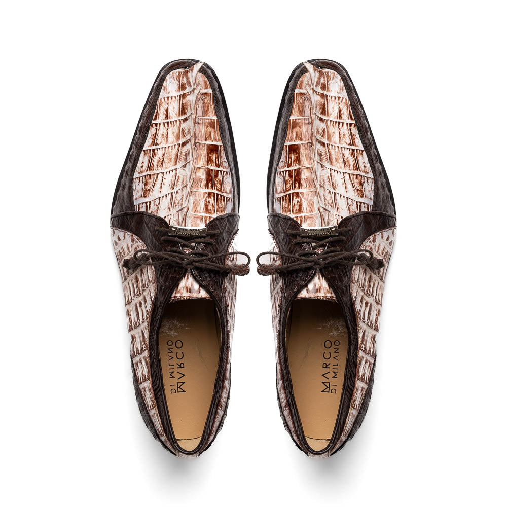 Marco Di Milano Caribe: Rustic White/Brown Leather Dress Shoe