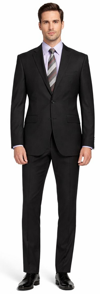 Carlo Lusso Black Two-button Poly Blend Suit