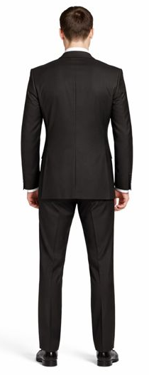 Carlo Lusso Black Two-button Poly Blend Suit