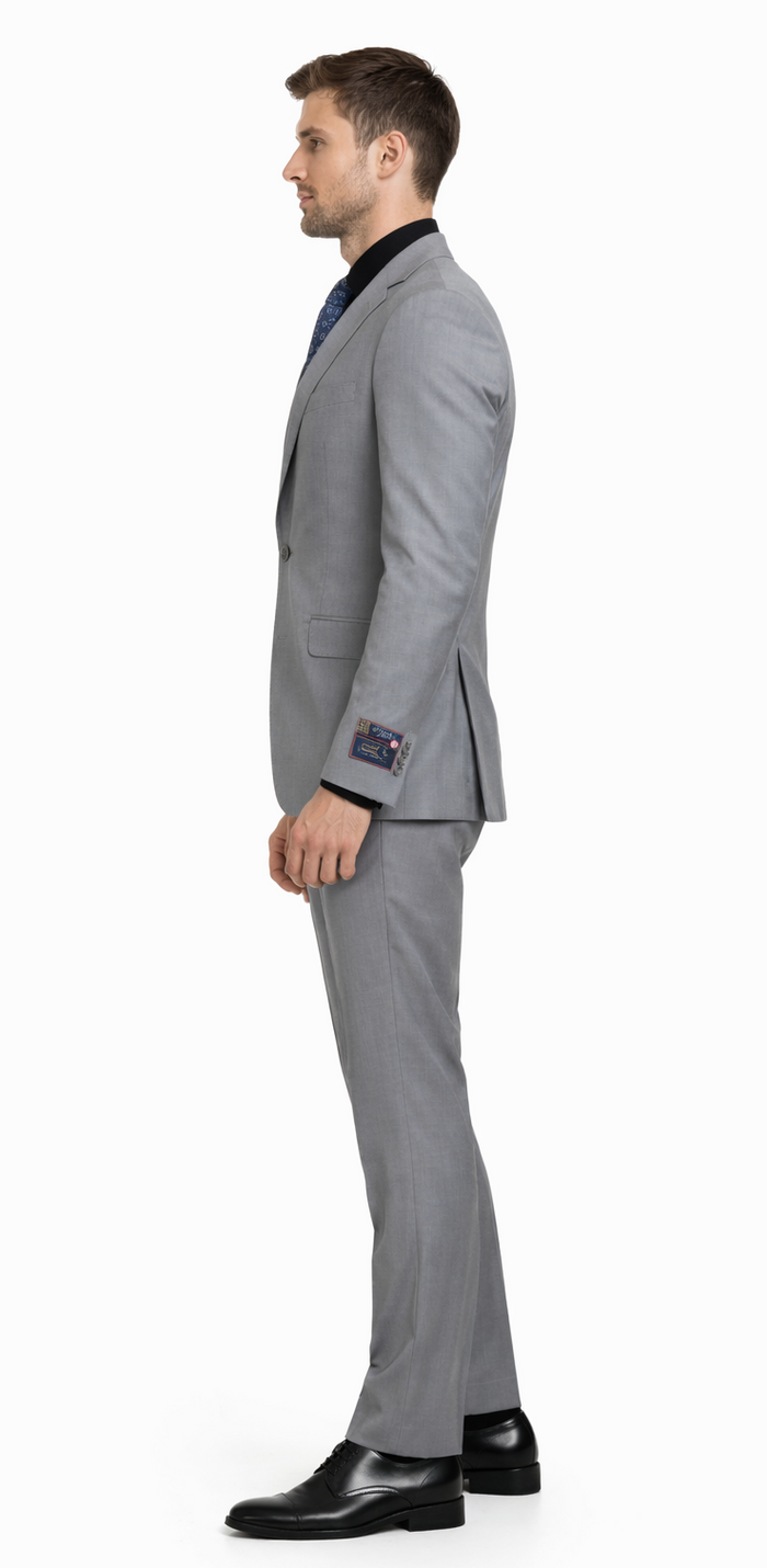 Carlo Lusso Medium Gray Two-button Poly Blend Suit